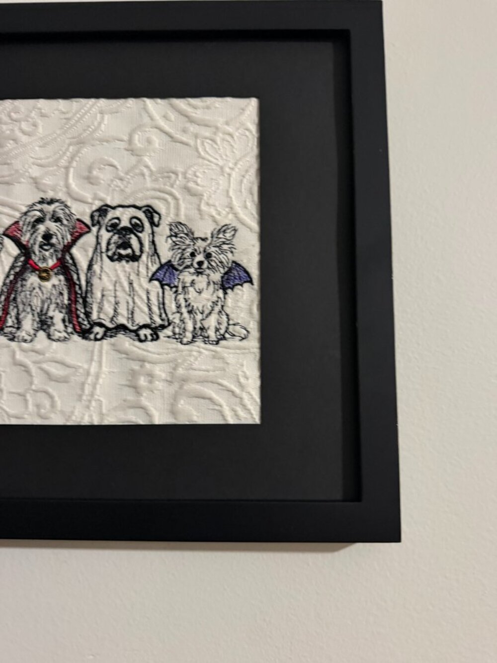 Homemade Halloween Dogs Framed Embroidery Art 11X14 - Picture 5 of 7